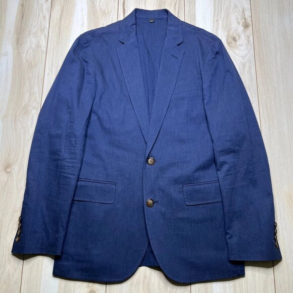 J. Crew Mens Blue Single Breasted Ludlow Stretch Sports Coat Blazer Size 34S - Picture 1 of 13